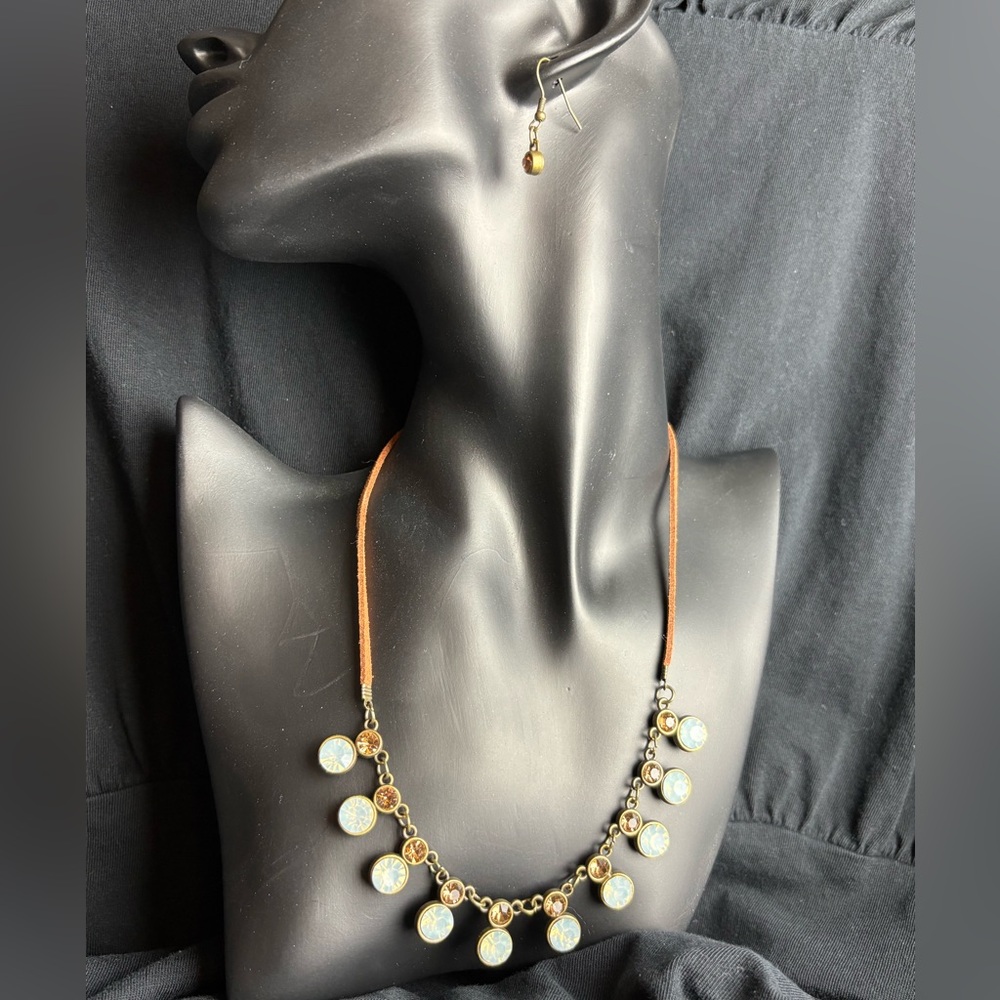 Paparazzi "Color Me Chic" Bronze Tone & Opalescent CrystalNecklace & Earring Set
